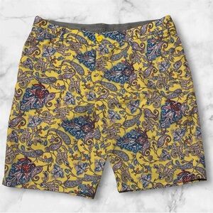 Hreski Yellow Paisley Golf Shorts-Size 36
